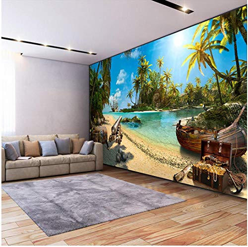 Newberli Custom Any Size 3D Wall Mural Wallpaper Decoración Para El Hogar Playa De Arena Cocoteros Mar Isla Paisaje Pintura De Pared Papel Tapiz Fotográfico