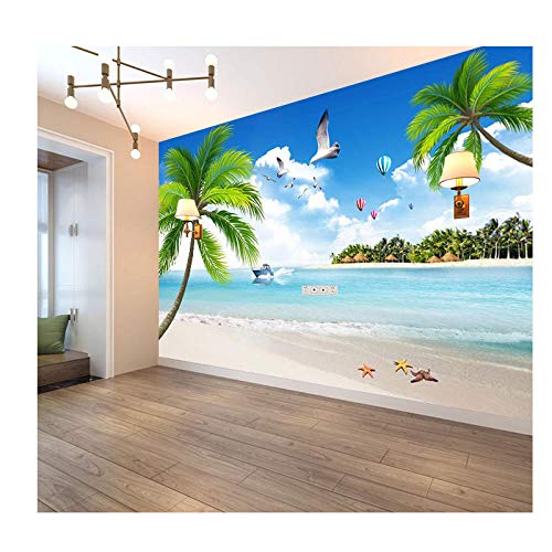 Newberli Papel Tapiz 3D Revestimiento De Pared Sala De Estar Sofá Dormitorio Fondo Pared Mar Vista Playa Arena Cocotero Decoración Mural