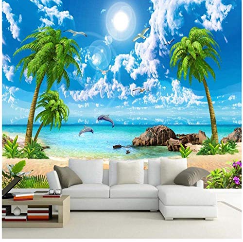 Newberli Personaliza Cualquier Tamaño De Papel Tapiz Mural Hd Hermosa Vista Al Mar Arena De Coco Paisaje De Playa Tv Fondo De Pared