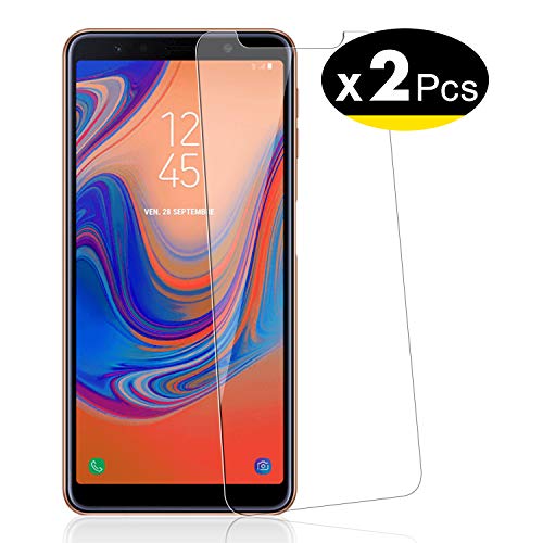 NEW'C 2 Unidades, Protector de Pantalla para Samsung Galaxy A7 (2018), Antiarañazos, Antihuellas, Sin Burbujas, Dureza 9H, 0.33 mm Ultra Transparente, Vidrio Templado Ultra Resistente