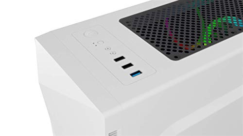 Nfortec Lynx - Torre Gaming Compatible con Placas ATX, Mini-ATX e ITX y Ventilador RGB Incluido en la Parte Trasera, color Blanco RGB (Cristal Templado)