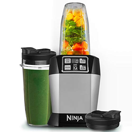 Ninja BL480 Blender, Servicio Individual, Auto-Iq, 1000 W, Acero Inoxidable, Negro/Plateado