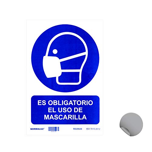 Normaluz RD20626 - Señal Adhesiva Es Obligatorio El Uso de Mascarilla Adhesivo de Vinilo 20X30 cm