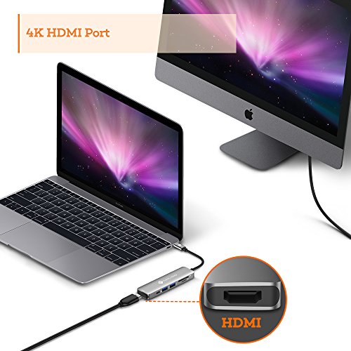 NOVOO USB C Hub con PD 100W Porta Carga, 4K HDMI, 2 USB 3.0, Lector de Tarjeta SD/TF, Adaptador para Macbook/MacBook Pro, Windows y Smartphones