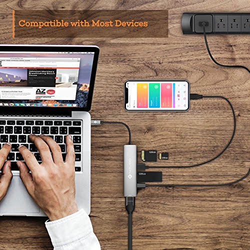 NOVOO USB C Hub con PD 100W Porta Carga, 4K HDMI, 2 USB 3.0, Lector de Tarjeta SD/TF, Adaptador para Macbook/MacBook Pro, Windows y Smartphones