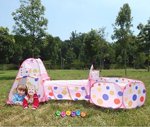 NUBUNI 3 en 1 Tienda Campaña Infantil : Piscina de Bolas + Casita Infantil + Tunel de Juego : Plegable Parque Bebe Bolas Infantil Jardín Exterior Interior Juguetes Niños Niñas Bebes Casitas Tela Tipi