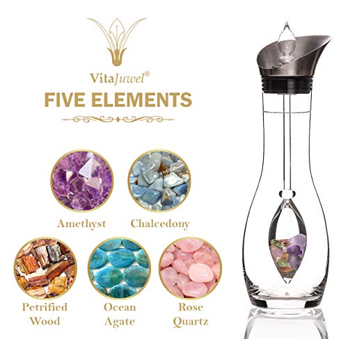 Nuevo! Vitajuwel Decantador Era con 5 Elementos Bohemio Soplado Cristal Garrafa para Piedra Vial 1.3L