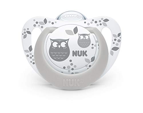 NUK 10177123 Genius Color - Chupete de silicona (forma adaptada a la mandíbula, 18-36 meses, 2 unidades), color rosa y gris