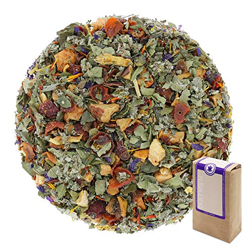 Núm. 1261: Té de hierbas "Frutas deportivas" - hojas sueltas - 100 g - GAIWAN® GERMANY - manzana, rosa mosqueta, fresa, frambuesa y mora, cártamo (alazor), girasol y de malva