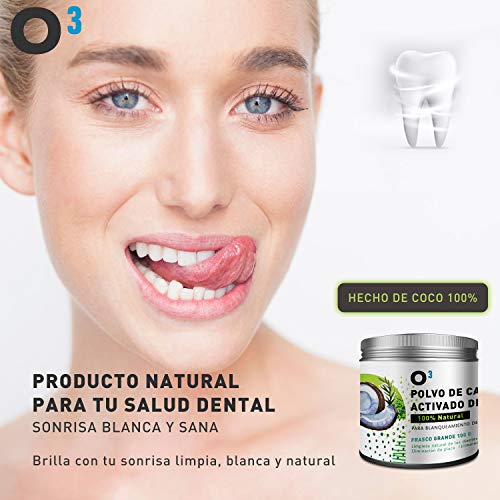 O³ Carbon Activo Dientes FRASCO GRANDE 100g - Blanqueador Dental Carbon Activado - Blanqueador Dental De Carbón Activo - Blanqueamiento Dental Profesional Carbon Activado – Suministro De Largo Tiempo