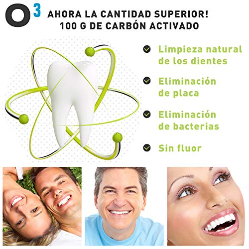 O³ Carbon Activo Dientes FRASCO GRANDE 100g - Blanqueador Dental Carbon Activado - Blanqueador Dental De Carbón Activo - Blanqueamiento Dental Profesional Carbon Activado – Suministro De Largo Tiempo