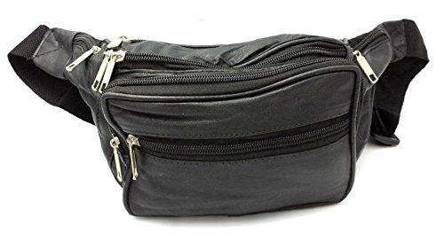 ODS:UK® - Riñonera de piel auténtica para viajes, día festivo y dinero, color negro Negro Negro ( 90