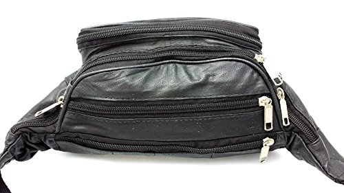 ODS:UK® - Riñonera de piel auténtica para viajes, día festivo y dinero, color negro Negro Negro ( 90