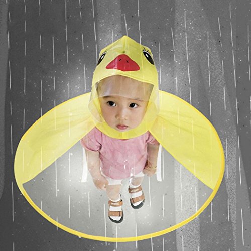 OHQ Impermeable NiñOs Little UFO Pato Amarillo Chubasquero Cute Rain Coat Paraguas Sombrero MáGico Manos Libres Impermeable Botas Lluvia Paraguas Abrigos Impermeables (S, Amarillo)