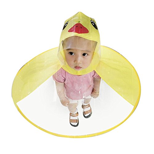 OHQ Impermeable NiñOs Little UFO Pato Amarillo Chubasquero Cute Rain Coat Paraguas Sombrero MáGico Manos Libres Impermeable Botas Lluvia Paraguas Abrigos Impermeables (S, Amarillo)