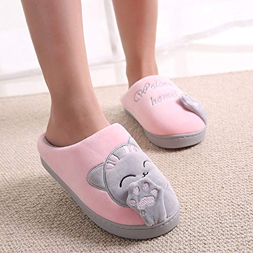 OHQ Zapatillas De Estar por Casa Mujer Invierno Dibujos Animados Gato Antideslizante CáLido Interior Dormitorio Zapatos De Piso