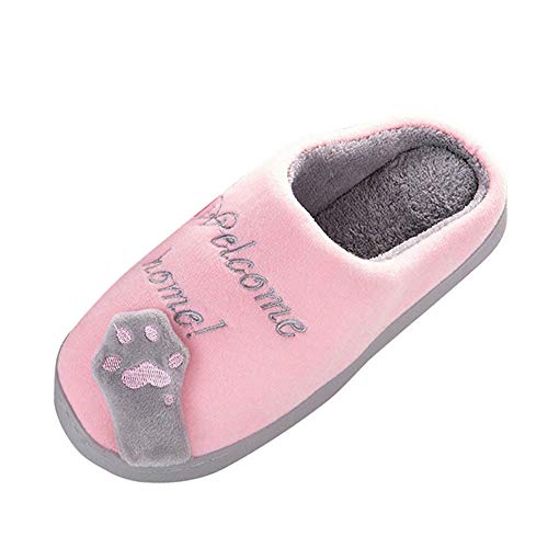 OHQ Zapatillas De Estar por Casa Mujer Invierno Dibujos Animados Gato Antideslizante CáLido Interior Dormitorio Zapatos De Piso