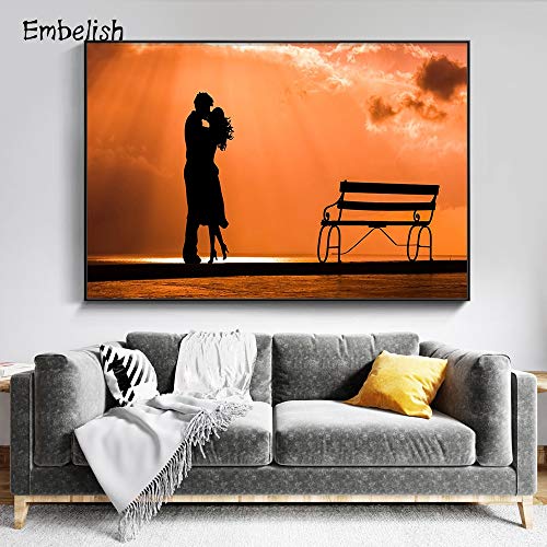 oioiu Fotos HD, Pintura para Sala de Estar, Atardecer, Amantes románticos, Cuadro artístico de Pared, Dormitorio, Pasillo, decoración para Sala de Estar, sin Marco