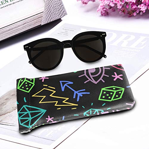 Old School Tattoos Gafas de Sol Estuche Anteojos Moneda Teléfono Maquillaje Bolsa PU Cuero Portátil Suave Delgado Gafas Soporte Microfibra Gafas Bolsa de Almacenamiento para Mujeres Hombres