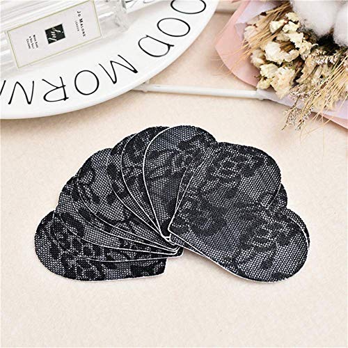 Onefeart Tela Seamless Pétalos de Mama para Mujeres Sexy Lace Desechable Pegatina pezón Amistoso para la Piel para Cualquier Lugar Tamaño Libre Negro Corazón