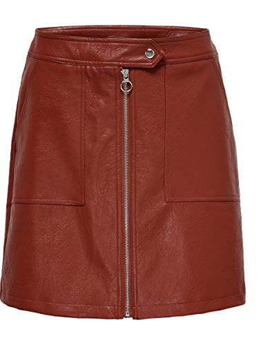 Only Onlabigail Faux Leather Skirt Otw Falda, Burnt Henna, 42 para Mujer