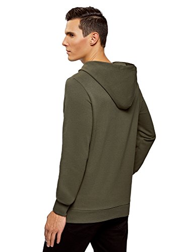 oodji Ultra Hombre Sudadera Básica con Bolsillo, Verde, ES 56 / XL