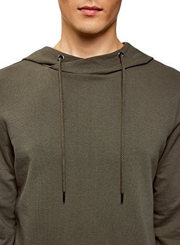 oodji Ultra Hombre Sudadera Básica con Bolsillo, Verde, ES 56 / XL