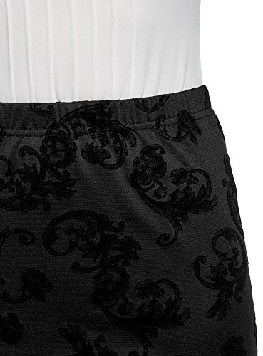 oodji Ultra Mujer Falda Lápiz con Estampado de Felpa, Negro, ES 36 / XS