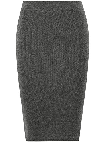 oodji Ultra Mujer Falda Midi de Punto, Gris, ES 36 / XS