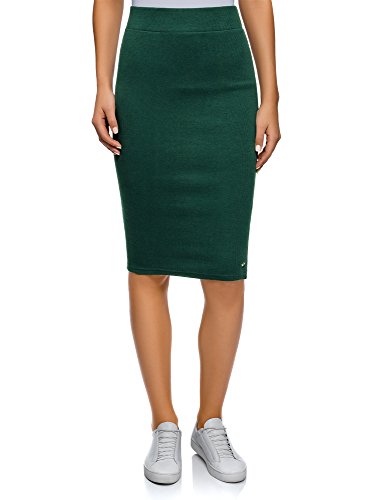 oodji Ultra Mujer Falda Midi de Punto, Verde, ES 34 / XXS