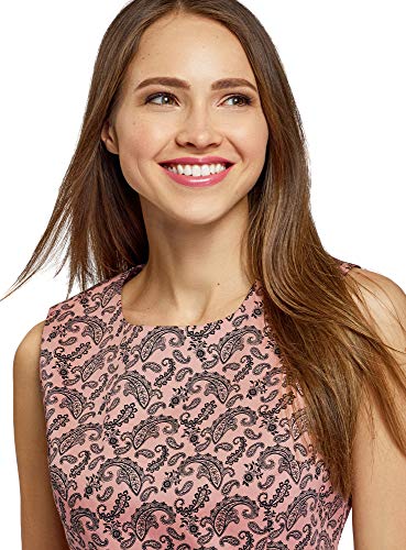 oodji Ultra Mujer Vestido Entallado sin Mangas, Rosa, ES 42 / L