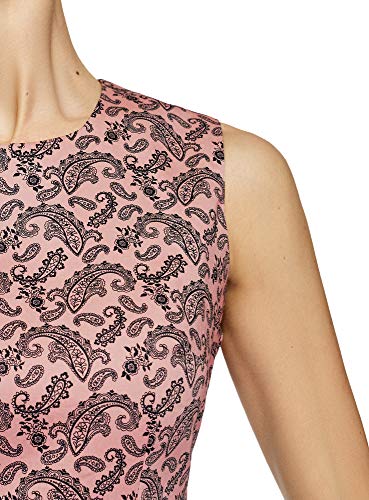 oodji Ultra Mujer Vestido Entallado sin Mangas, Rosa, ES 42 / L