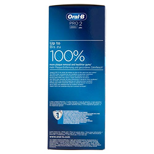 Oral-B Pro 2 2500 Design Edition - Cepillo eléctrico recargable, 2 modos de cepillado, negro