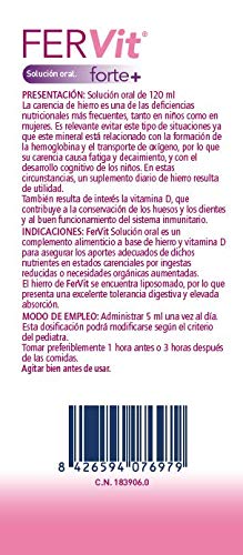 Ordesa Fervit Forte Solución Oral - 120 ml Complemento alimenticio para niños a base de hierro y vitaminas - 5ml al día