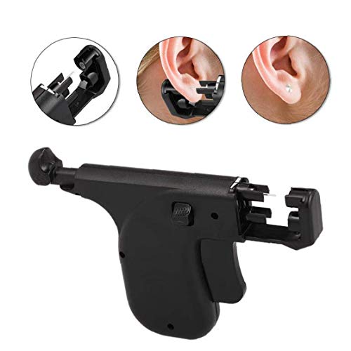 Oreja Piercing Plástico Kit Del Arma Del Oído Del Oído Pierce Pistola Conjunto De Seguridad Pierce Pistola Con 98 Pares De Pernos Prisioneros Del Oído Pendientes Herramienta Negro 1set