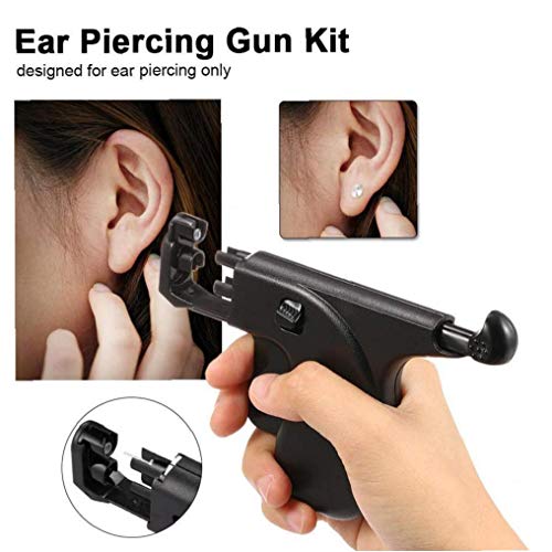 Oreja Piercing Plástico Kit Del Arma Del Oído Del Oído Pierce Pistola Conjunto De Seguridad Pierce Pistola Con 98 Pares De Pernos Prisioneros Del Oído Pendientes Herramienta Negro 1set