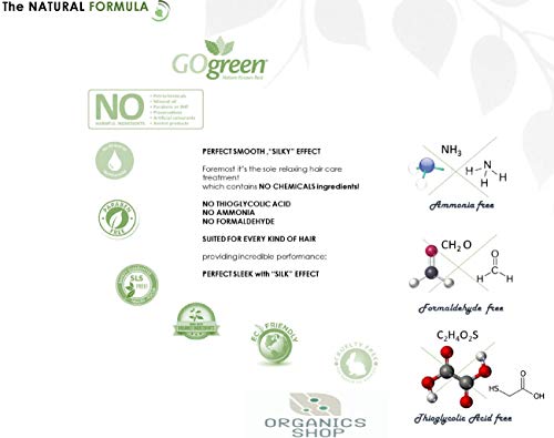 organics-shop - alisado brasileño con queratina vegetal, fórmula natural GoGreen sin ingredientes petroquímicos, no probado en animales