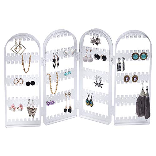 Organizador Joyas Plegable Acrílico Transparente Gabinete - 28x10,2cm Exhibidor Alto Puede Contener 120 de Pendientes - Organizador Joyas per Pendientes, Collares y Brazaletes