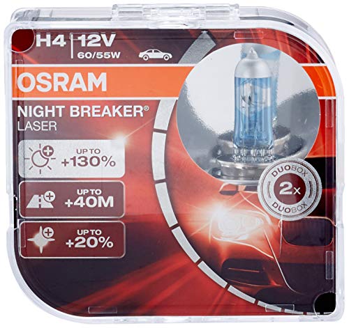 OSRAM NIGHT BREAKER LASER H4, lámpara para faros halógena, 64193NBL-HCB, automóvil de 12 V, caja doble (2 unidades)