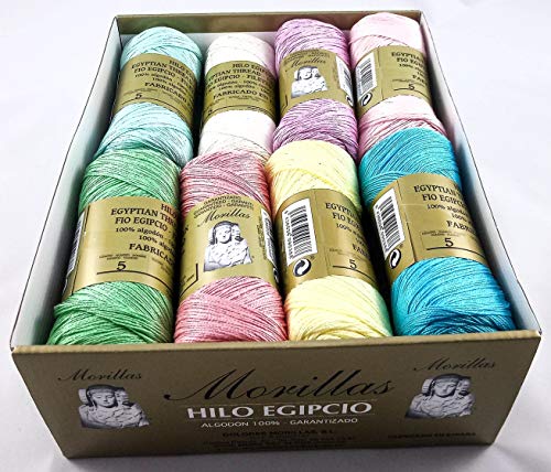 ▷ Pack de 16 Zepelines Ne 5/2 surtido colores claros de algodón perlé 100% egipcio mercerizado para tejer labores de ganchillo o punto con un acabado elegante.