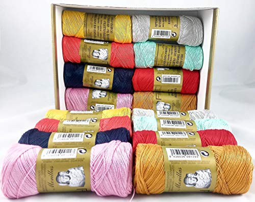 ▷ Pack de 16 Zepelines Ne 5/2 surtido colores Serie 4 de algodón perlé 100% egipcio mercerizado para tejer labores de ganchillo o punto con un acabado elegante.