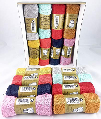 ▷ Pack de 16 Zepelines Ne 5/2 surtido colores Serie 4 de algodón perlé 100% egipcio mercerizado para tejer labores de ganchillo o punto con un acabado elegante.