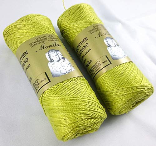 ▷ Pack de 2 Zepelines Ne 12/2 color pistachio 23 de algodón perlé 100% egipcio mercerizado para tejer labores de ganchillo o punto con un acabado elegante.