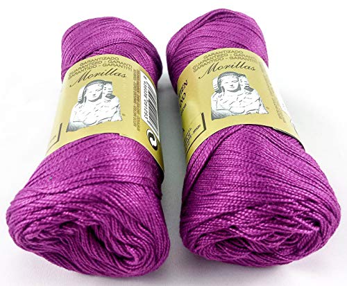 ▷ Pack de 2 Zepelines Ne 8/2 color violeta 15 de algodón perlé 100% egipcio mercerizado para tejer labores de ganchillo o punto con un acabado elegante.