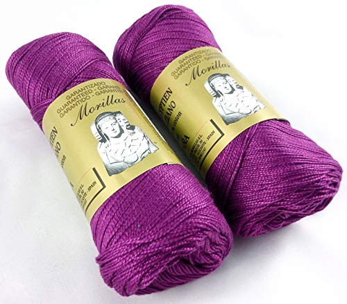 ▷ Pack de 2 Zepelines Ne 8/2 color violeta 15 de algodón perlé 100% egipcio mercerizado para tejer labores de ganchillo o punto con un acabado elegante.