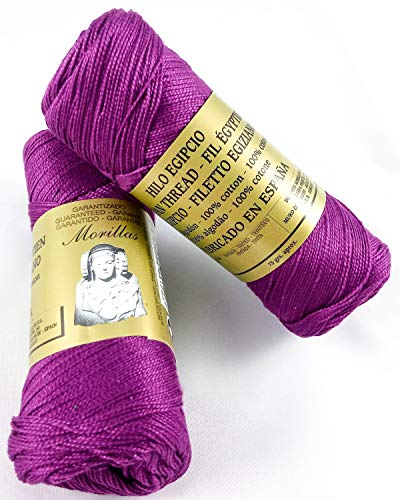 ▷ Pack de 2 Zepelines Ne 8/2 color violeta 15 de algodón perlé 100% egipcio mercerizado para tejer labores de ganchillo o punto con un acabado elegante.