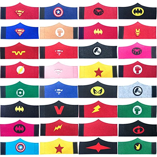 Pack de 36 pulseras de superhéroe para niños, niñas y niñas Fiesta de cumpleaños de superhéroe, suministros favores, brazalete de fieltro de superhéroe, accesorios de pulsera Correa para la muñeca