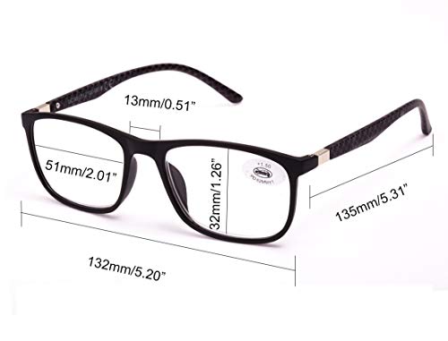 Pack de 4 Gafas de Lectura Vista Cansada Presbicia, Gafas de Hombre y Mujer Unisex con Montura de Pasta, Bisagras Standard, Para Leer, Ver de Cerca (+1.5 (908))