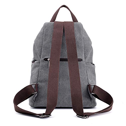 Padgene Mochila de Lona para Mujer, Bolsa De Viaje De Gran Capacidad Informal De La Vendimia Bolso Mochila Mujer Casual Para Vacaciones Viajes Senderismo Camping (Gris)