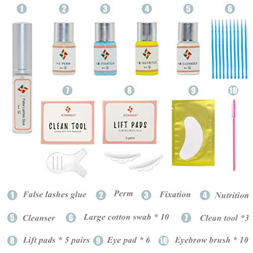 Pahajim Long Lasting Eyelash Lift Kit Kit de Permanente de Pestañas Kit de rizado y levantamiento de pestañas Pegamento de Rizos Semipermanente Natural con Herramientas Completas